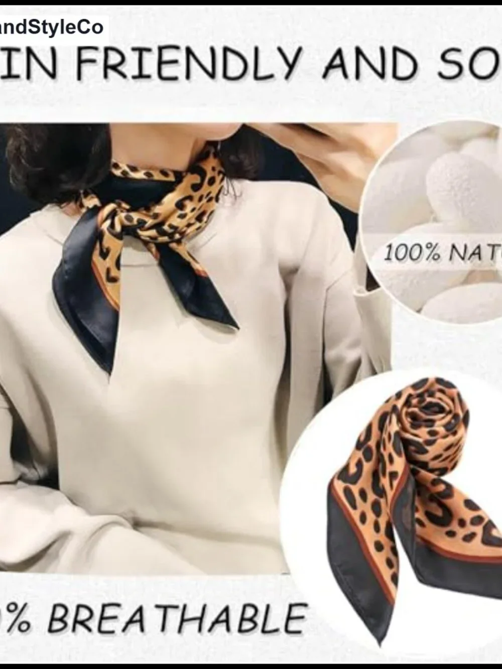 Silk Satin Hair Bandana Scarf Lightweight Head Scarf Neck Scarf for Women